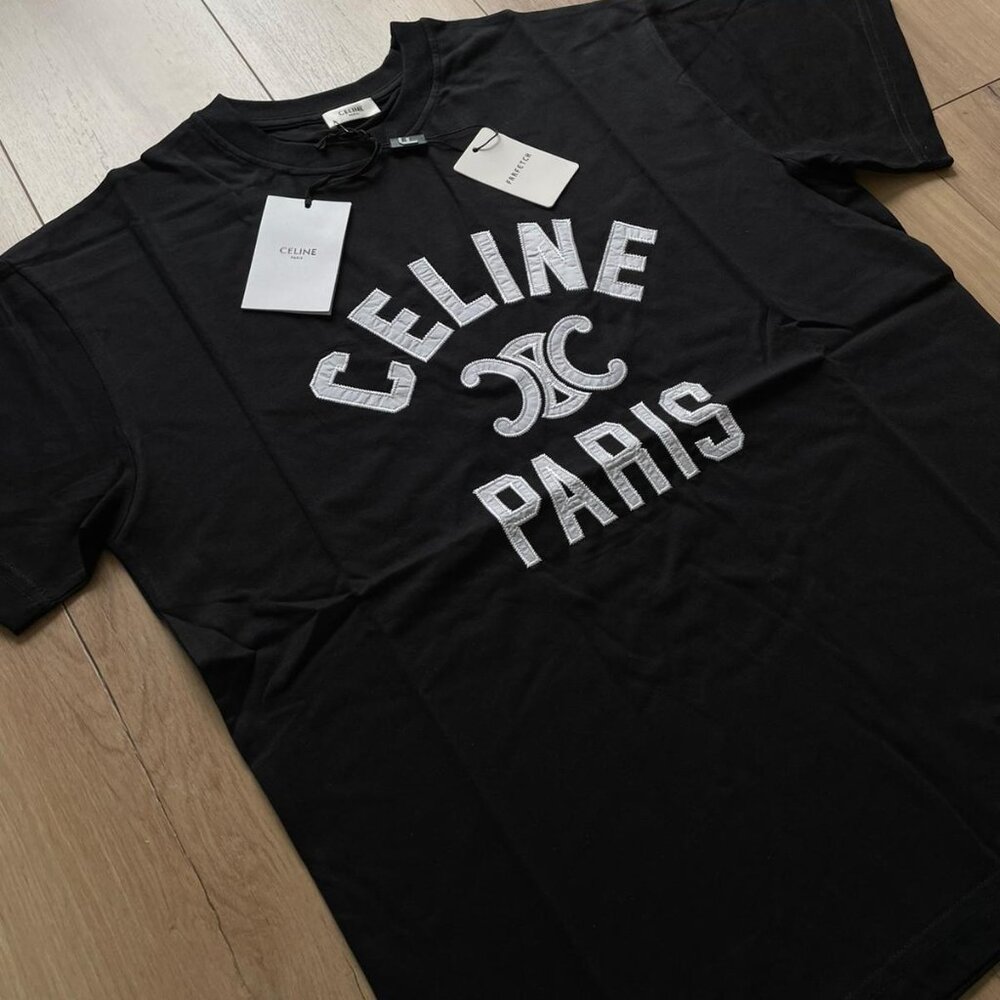 Medium Celine Men's Basic Cotton Black T-Shirt - image 6